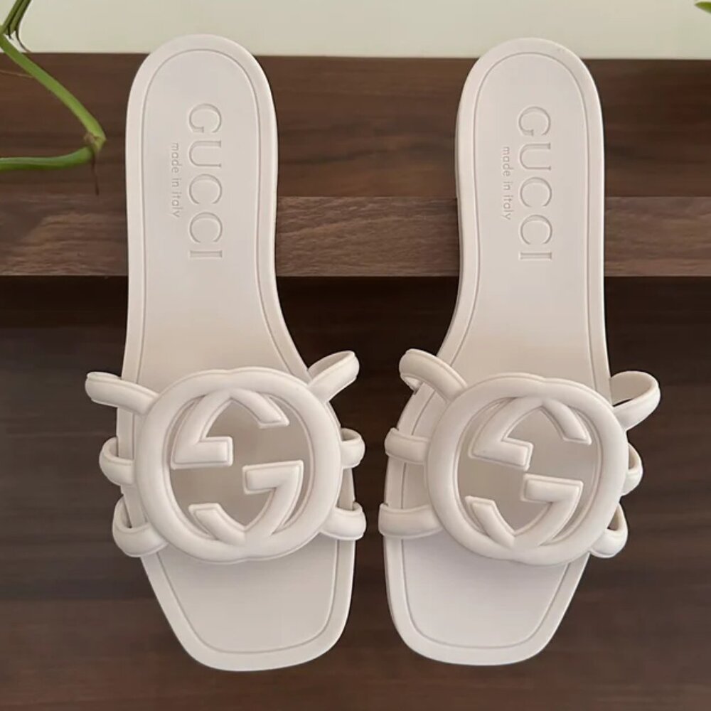 Gucci Women's White Slides Rubber Size 39